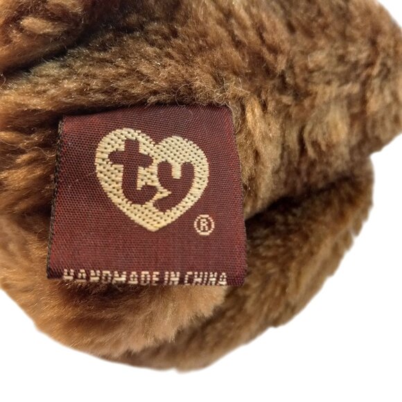 Ty Attic Treasures Bunny Brown Jointed Plush Rose Blue Bow Stuffed Rabbit NEW - Picture 10 of 11